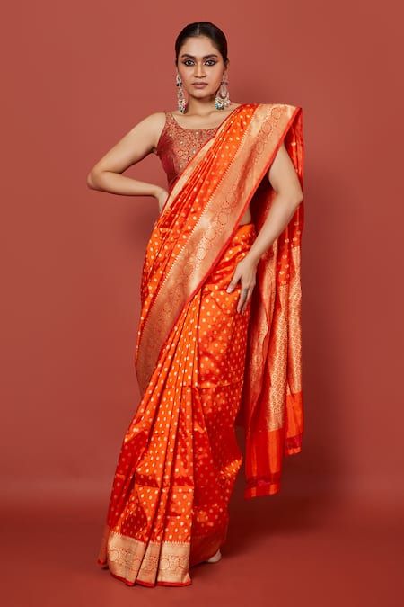 Banarsi Cotton Sarees Orange