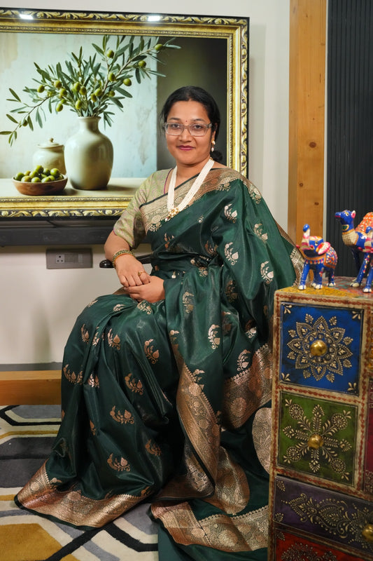 Green Banarasi Pure Silk Mix Saree