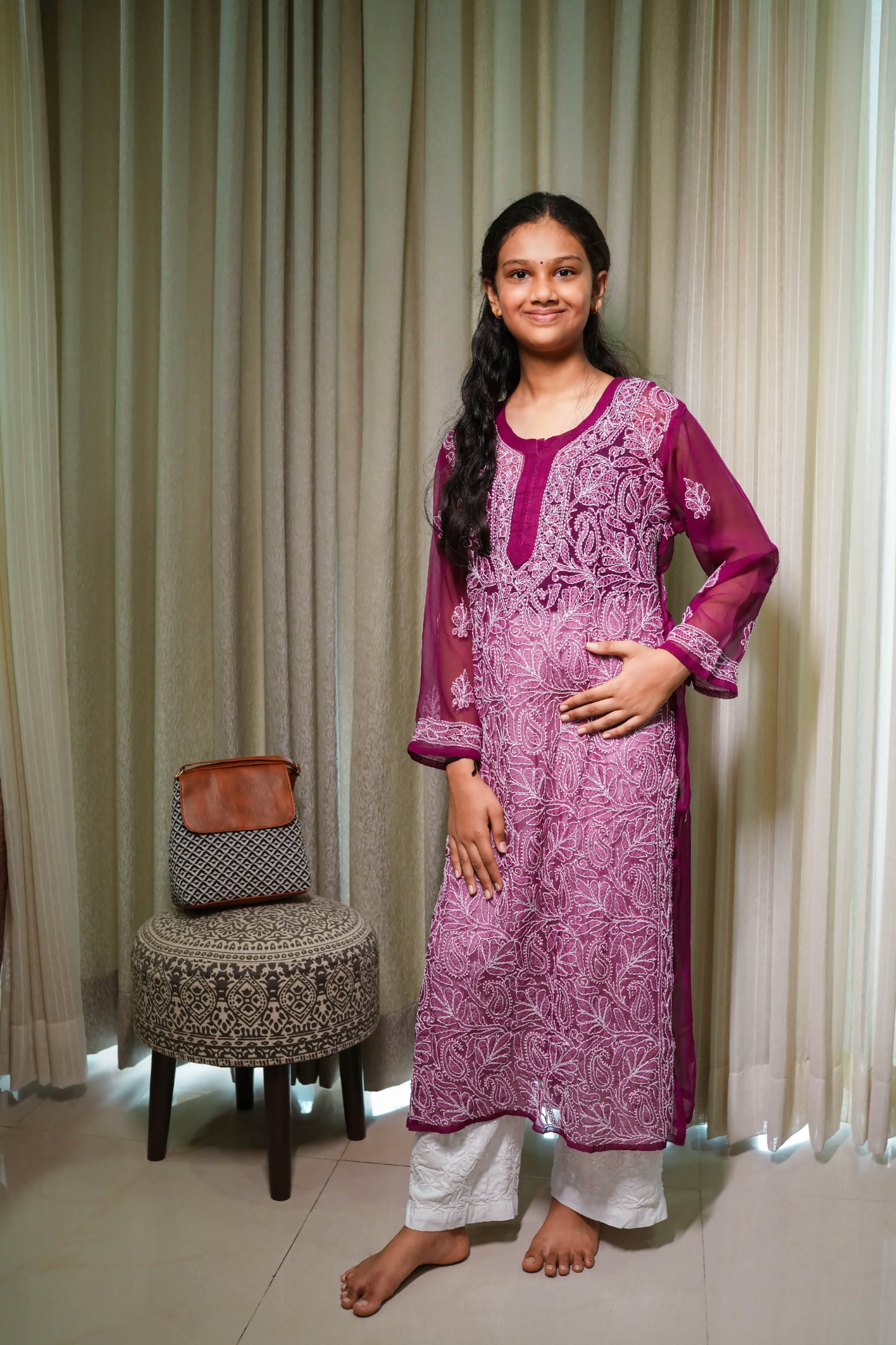 Purple Georgette Kurti