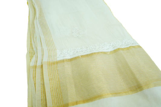 White Lucknowi Dress Material