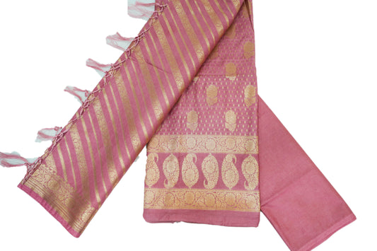 Pink Banarasi Dress Material