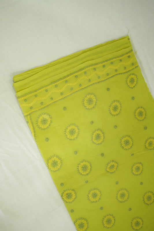 Green Lucknowi Cotton Saree