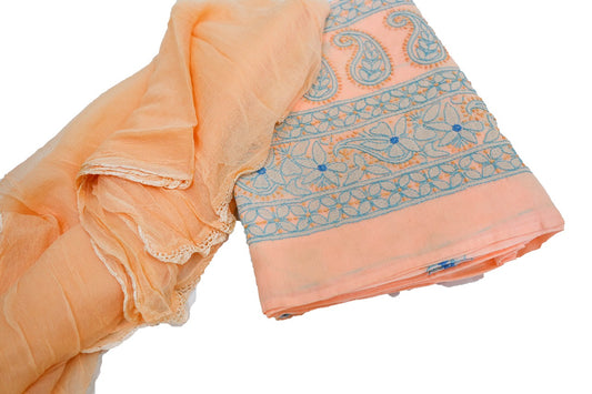 Orange Lucknowi Dress Material