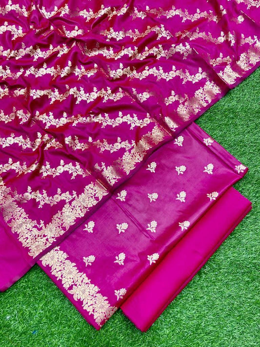 Dark Pink Banarsi Dress Material
