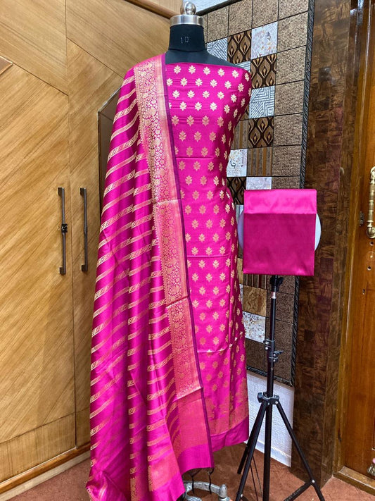 Pink Banarsi Dress Material