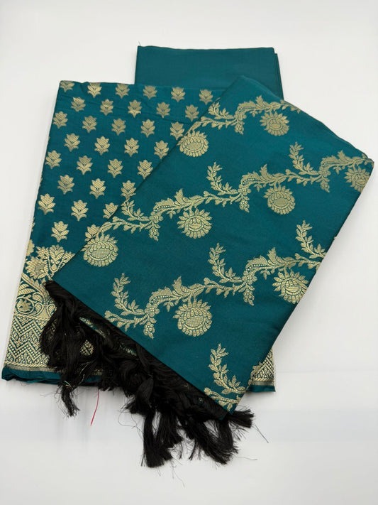 Peacock green Banarsi Dress Material