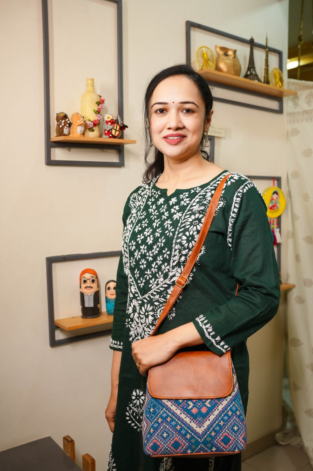 Green Lucknowi Cotton Kurti