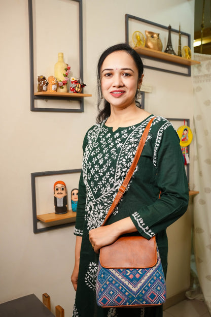 Green Lucknowi Cotton Kurti