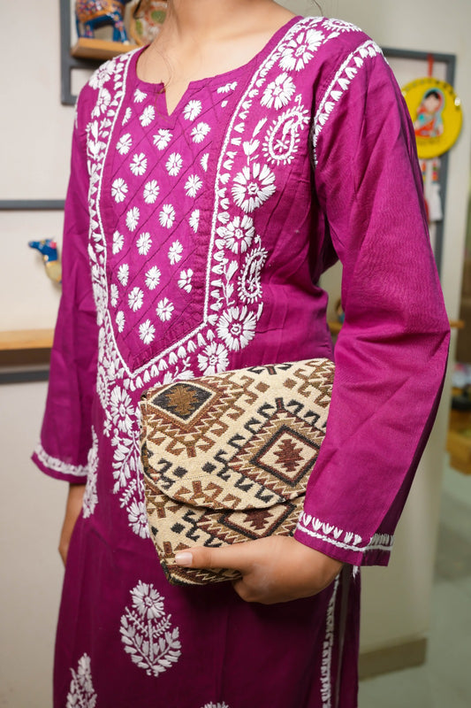 Purple Lucknowi Cotton Kurti