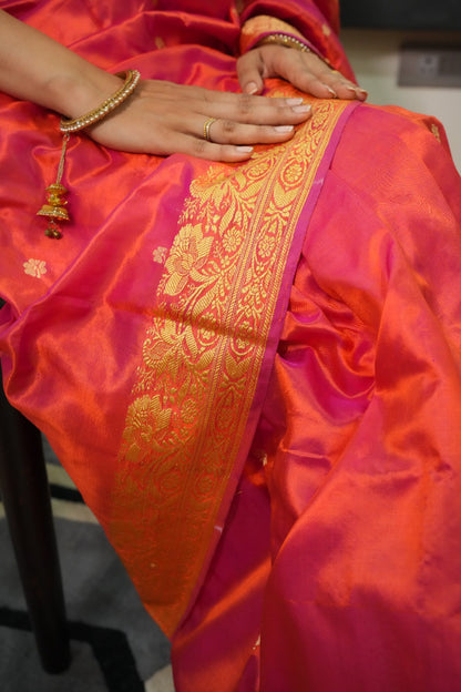 Orange Lightweight Silk Saree
