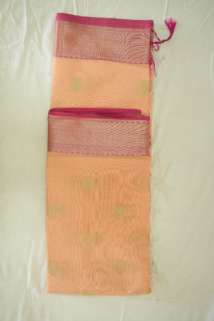 Orange Banarasi Cotton Saree