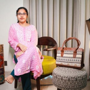 Baby Pink Lucknowi Cotton Kurti