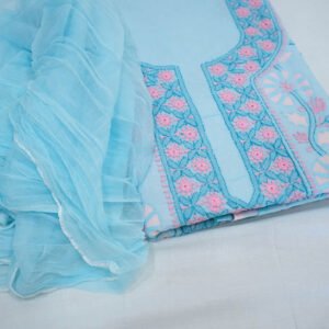 Blue Lucknowi Dress Material