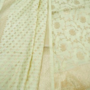 Cream Banarsi Dress Material