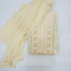 Cream Lucknowi Dress Material