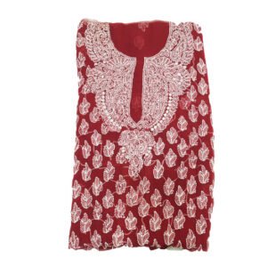 Dark Red Lucknowi Dress Material