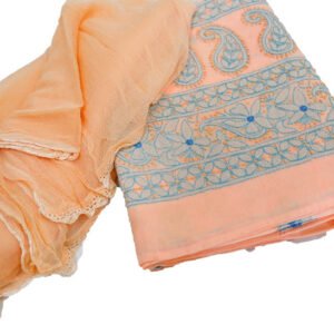 Orange Lucknowi Dress Material