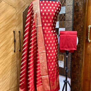 Red Banarsi Dress Material