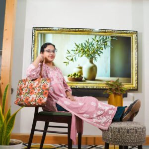 Rose Pink Mal Cotton Anarkali Kurti