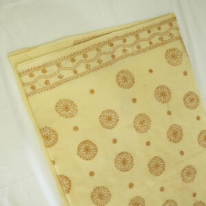 Yellow Lucknowi Cotton Saree