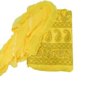 Yellow Lucknowi Dress Material