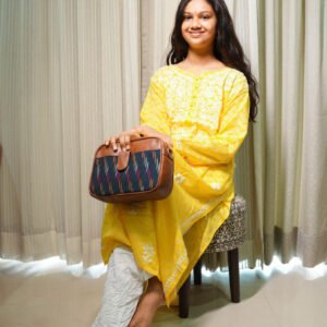 Yellow Lucknowi Printed Cotton Kurti